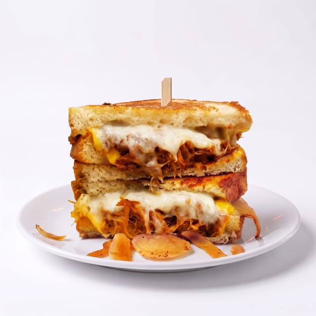 Pulled Pork Grilled Cheese Sandwich.